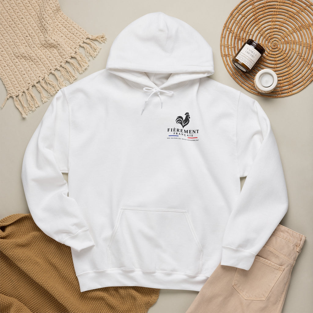 Hoodie Minimaliste “Fièrement Français” Blanc